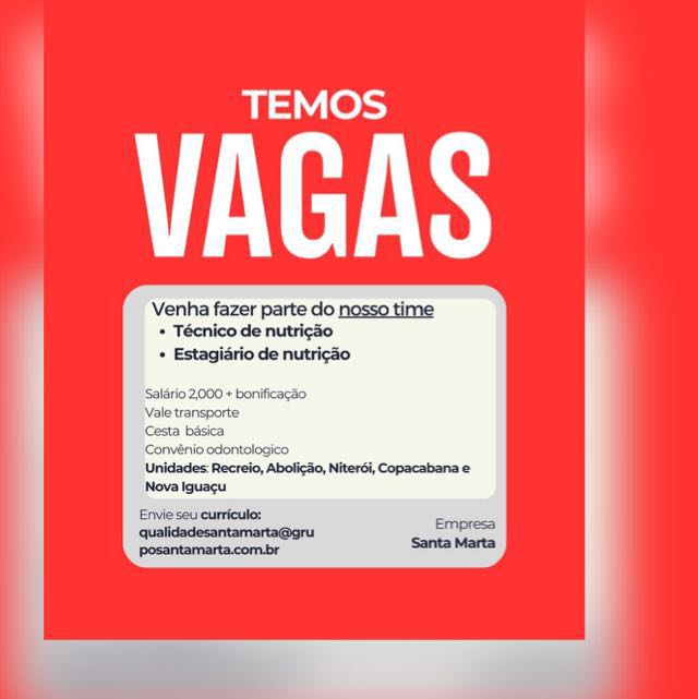 Nutrição RJ Vagas e estágios